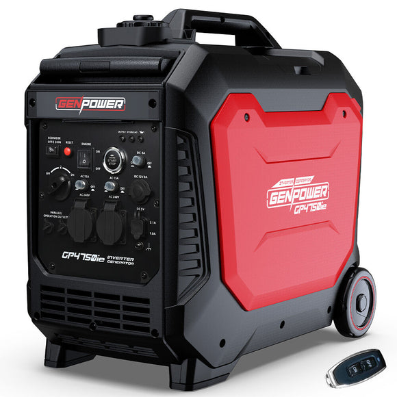 NNEMB 4.7kW Peak 3.8kW Inverter Generator, Push Button Start, Portable w/ Wheels, Camping, Backup, Mobile A/C