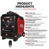 NNEMB 4.7kW Peak 3.8kW Inverter Generator, Push Button Start, Portable w/ Wheels, Camping, Backup, Mobile A/C