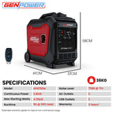 NNEMB 4.7kW Peak 3.8kW Inverter Generator, Push Button Start, Portable w/ Wheels, Camping, Backup, Mobile A/C
