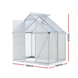 NNEDSZ Green Fingers Greenhouse Aluminium Polycarbonate Premium Garden Storage Shed 1.3Mx1.9Mx2.0M