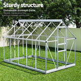 NNEDSZ Green Fingers Greenhouse Aluminium Polycarbonate Premium Garden Storage Shed 3.1Mx1.9Mx2.0M