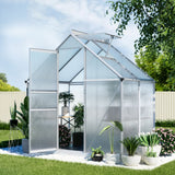NNEDSZ Green Fingers Greenhouse Aluminium Polycarbonate Premium Garden Storage Shed 3.1Mx1.9Mx2.0M