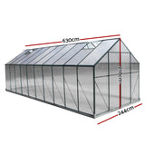 NNEDSZ Greenfingers Greenhouse 6.3x2.44x2.1M Aluminium Polycarbonate Green House Garden Shed