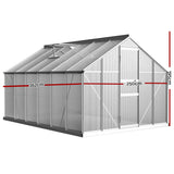 NNEDSZ Greenfingers Greenhouse 3.6x2.5x1.95M Aluminium Polycarbonate Green House Garden Shed