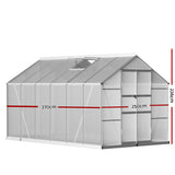 NNEDSZ Greenfingers Greenhouse 3.7x2.5x2.26M Double Doors Aluminium Green House Garden Shed