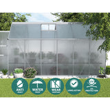 NNEDSZ Greenfingers Greenhouse 3.7x2.5x2.26M Double Doors Aluminium Green House Garden Shed