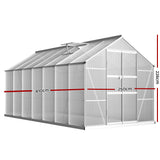 NNEDSZ Greenfingers Greenhouse 4.1x2.5x2.26M Double Doors Aluminium Green House Garden Shed