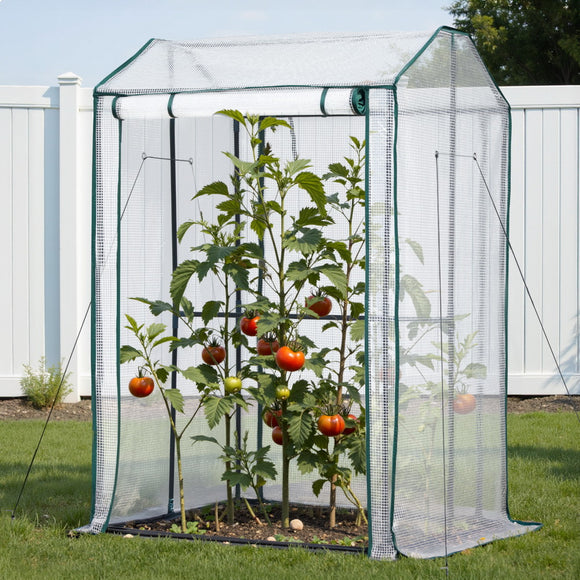 NNEDSZ Green Fingers Mini Greenhouse PE Cover Green House Roll-Up Zippered Door 1.0x0.8x1.5M