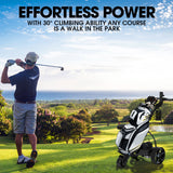NNEMB E5000 Pro Lithium Golf Buggy, 36 Hole, Only 12kg, Easy Fold, Electric Motorised Buggy Trolley Cart w/ Seat, Black