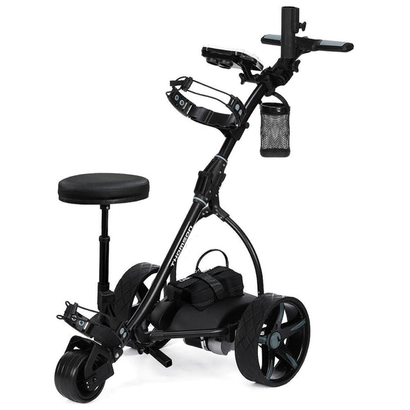 NNEMB E5000 Pro Lithium Golf Buggy, 36 Hole, Only 12kg, Easy Fold, Electric Motorised Buggy Trolley Cart w/ Seat, Black