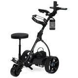 NNEMB E5000 Pro Lithium Golf Buggy, 36 Hole, Only 12kg, Easy Fold, Electric Motorised Buggy Trolley Cart w/ Seat, Black