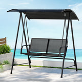 NNEDSZ Outdoor Swing Chair Garden Bench Furniture Canopy 2 Seater Black