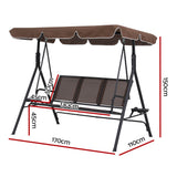 NNEDSZ Gardeon Outdoor Swing Chair Garden Furniture Canopy Cup Holder 3 Seater Brown