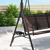 NNEDSZ Gardeon Outdoor Swing Chair Garden Furniture Canopy Cup Holder 3 Seater Brown