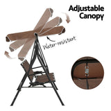 NNEDSZ Gardeon Outdoor Swing Chair Garden Furniture Canopy Cup Holder 3 Seater Brown