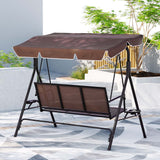 NNEDSZ Gardeon Outdoor Swing Chair Garden Furniture Canopy Cup Holder 3 Seater Brown