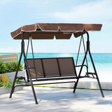 NNEDSZ Gardeon Outdoor Swing Chair Garden Furniture Canopy Cup Holder 3 Seater Brown