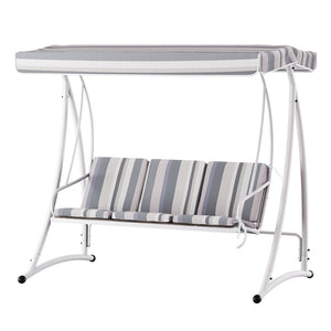 NNEDSZ Outdoor Swing Chair Garden Bench Furniture Canopy 3 Seater White Grey