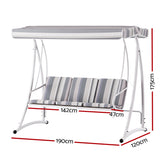 NNEDSZ Outdoor Swing Chair Garden Bench Furniture Canopy 3 Seater White Grey