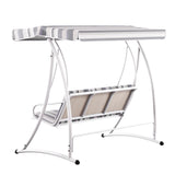 NNEDSZ Outdoor Swing Chair Garden Bench Furniture Canopy 3 Seater White Grey