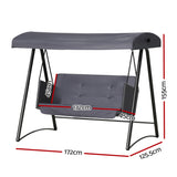 NNEDSZ Outdoor Swing Chair Garden Bench Furniture Canopy 3 Seater Rattan Grey