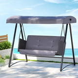 NNEDSZ Outdoor Swing Chair Garden Bench Furniture Canopy 3 Seater Rattan Grey