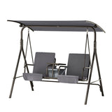 NNEDSZ Outdoor Swing Chair Garden Furniture Canopy Cup Holder 2 Seater Grey
