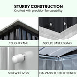 NNEMB Galvanised Steel Garden Shed 2.38 x 1.31 x 1.82m, with 2 Sliding Doors, 2 Air Vents, Skillion Roof, Floor Frame