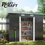 NNEMB Galvanised Steel Garden Shed 2.38 x 1.31 x 1.82m, with 2 Sliding Doors, 2 Air Vents, Skillion Roof, Floor Frame