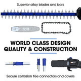 NNEMB 20V Cordless Pole Saw & Hedge Trimmer Combo, 8' Chainsaw Pruner & 20' Hedger, Telescopic Handle, Battery and Fast Charger Kit