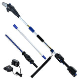 NNEMB 20V Cordless Pole Saw & Hedge Trimmer Combo, 8' Chainsaw Pruner & 20' Hedger, Telescopic Handle, Battery and Fast Charger Kit