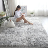 NNEOBA Plush Gray Carpet for Living Room