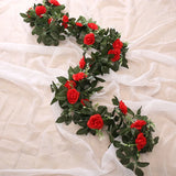 NNEOBA Silk Artificial Rose Vine Hanging Flowers - Red Rattan Garland