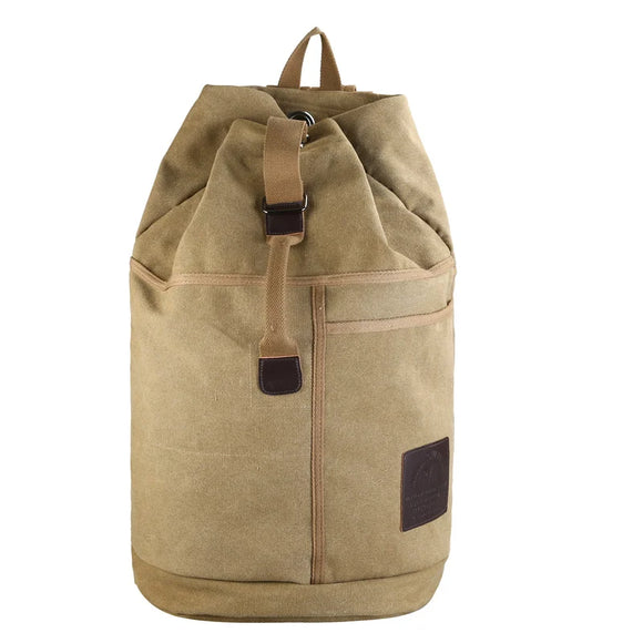 NNEOBA Canvas Travel Backpack with Bucket Design Khaki