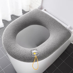 NNEOBA Winter Warm Toilet Seat Cover Closestool Mat 1Pcs Washable Bathroom Accessories Knitting Pure Color Soft O-shape Pad Bidet Cover