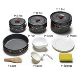 NNEOBA 14-in-1 Outdoor Camping Cookware Kit Brown