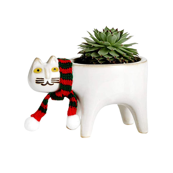 NNEOBA Ceramic Flower Pot Cute Cat Shape Garden Pots Succulent Planter Plant Container Home Desktop Decor Vase For Living Room