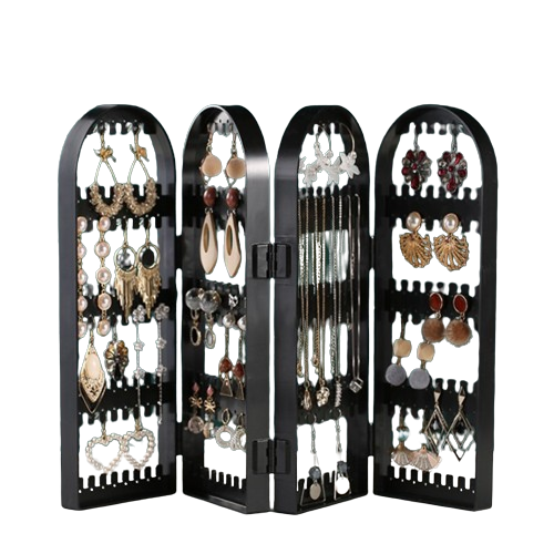 NNEOBA Earring Storage Box Jewelry Organizer Necklace Display Rack Foldable Holder Storage Cabinet Plastic Box 4 Doors 240 Holes Large