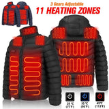 11-Zone USB Heated Jacket – Graphene Heating Winter Coat for Men & Women
