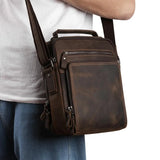 NNEOBA Vintage Genuine Leather Men's Small Shoulder Bag