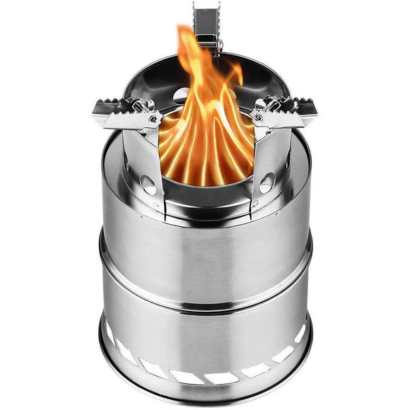 NNEOBA Portable Wood-Burning Camping Stove Silver