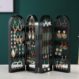 NNEOBA Earring Storage Box Jewelry Organizer Necklace Display Rack Foldable Holder Storage Cabinet Plastic Box 4 Doors 240 Holes Large
