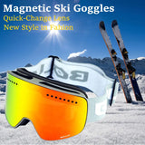 NNEOBA Magnetic Ski Goggles Double Layer Polarized Lens