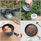 NNEOBA 11-Piece Outdoor Camping Cookware Set Black