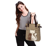 NNEOBA Cute Cat Canvas Shoulder Tote Bag