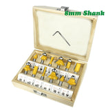 NNEOBA 12pcs 8mm Router Bit Set Trimming Straight Milling Cutter