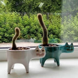 NNEOBA Ceramic Flower Pot Cute Cat Shape Garden Pots Succulent Planter Plant Container Home Desktop Decor Vase For Living Room