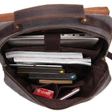 NNEOBA Leather Canvas Travel Backpack