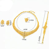NNEOBA Gold Necklace Earrings Bracelet Ring Jewelry Set