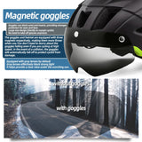 NNEOBA LED Bike Helmet Magnetic Goggles Sun Visor Green